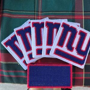 New York Giants Football NFL Logo Coasters Blue & Red Team Drinkware Handmade